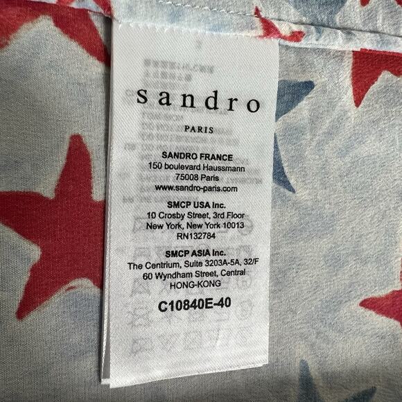 Sandro Paris Long Sleeves Red And Blue Stars Print US Size 6; FR 2 - Picture 12 of 16